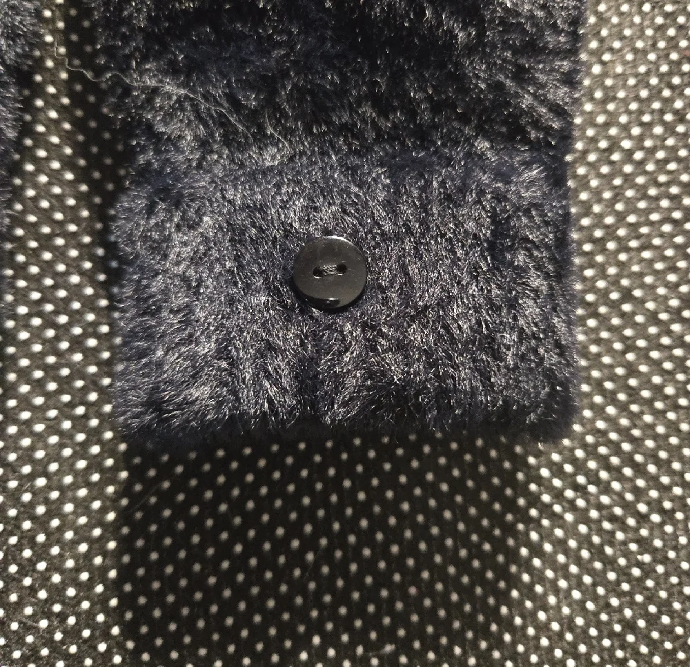 Cute Black Fuzzy Fingerless Labu Inspired Gloves with White Character Detail